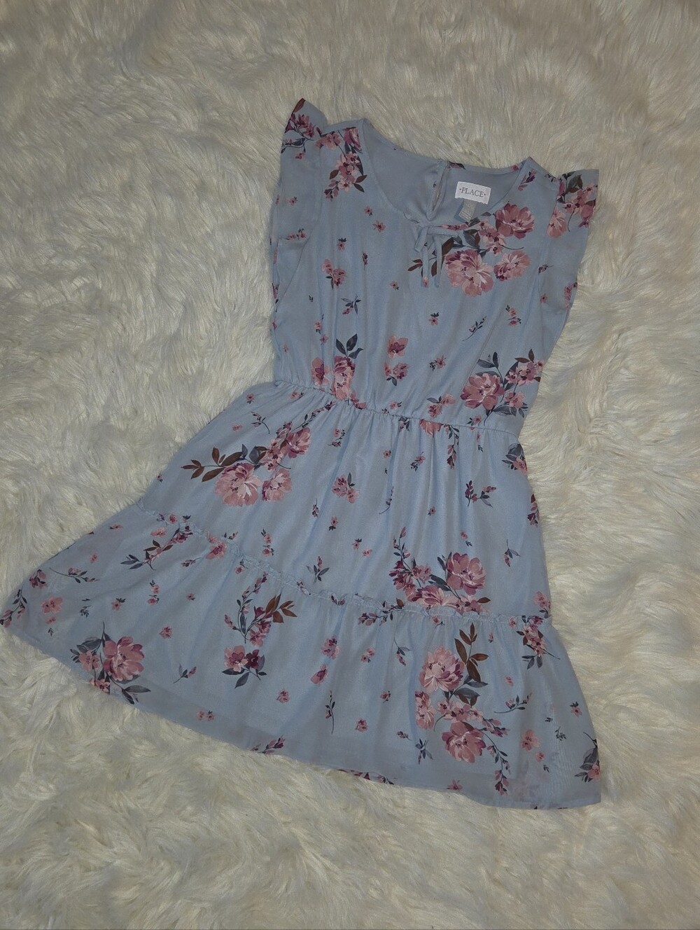 The Children's Place Blue Floral Ruffle-Sleeve Dress